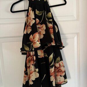 Black Floral Hello Molly Romper XS